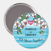 Aimant Anniversaire personnalisé Orchidées de plage tropi (Recto/Verso)