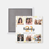 Aimant Anniversaire personnalisé photo collage amis blanc (Recto/Verso)