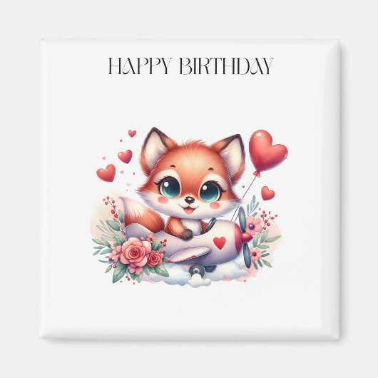 Aimant Anniversaire Pilote Renard (Devant)