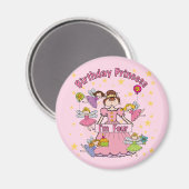 Aimant Anniversaire Princesse Je suis quatre t-shirts et  (Recto/Verso)