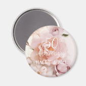 Aimant Anniversaire rose floral mariage (Recto/Verso)