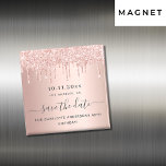 Aimant Anniversaire rose or parties scintillant enregistr<br><div class="desc">Un aimant à la mode et fillette Save the Date pour une fête d'anniversaire de 40e (ou tout âge). Un arrière - plan rose féminin, rose d'or faux métallique à l'aspect décoré de faux gouttes de parties scintillant rose or. Personnalisez et ajoutez une date et un nom/âge 40. Lettres de...</div>