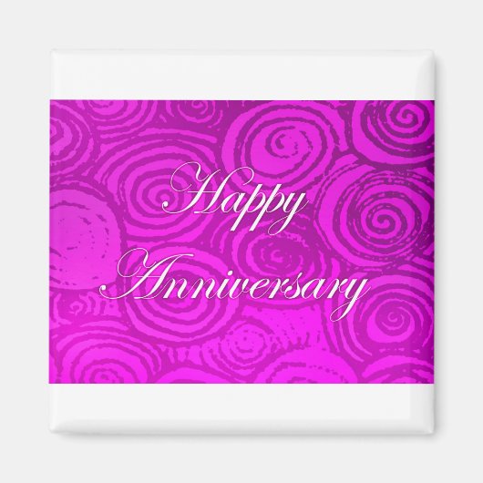 Aimant Anniversaire tourbillonne rose (Devant)