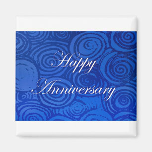 Aimant Anniversaire tourbillons bleu