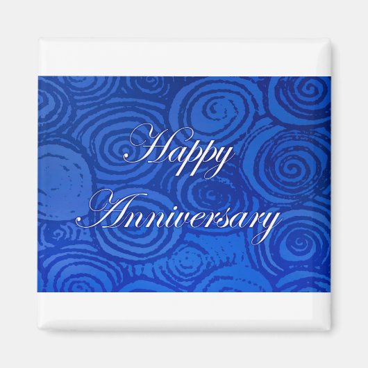 Aimant Anniversaire tourbillons bleu (Devant)