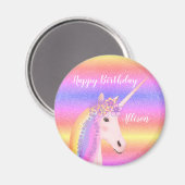 Aimant Anniversaire Unicorn Pastel Rainbow Parties scinti (Recto/Verso)