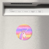 Aimant Anniversaire Unicorn Pastel Rainbow Parties scinti (In Situ (Lave-vaisselle))