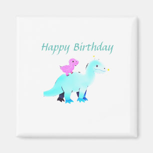 Aimant annonce d'anniversaire de dinosaure à l'aquarelle