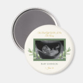 Aimant Annonce de bébé Noël Elégante avec Feuillage Doré (Recto/Verso)