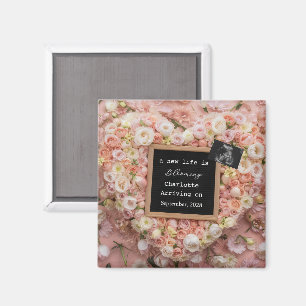 Aimant Annonce de grossesse bébé Floral Pastel