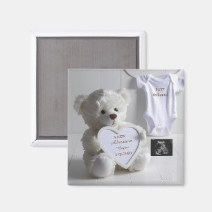 Aimant Annonce de grossesse Ourson Blanc Minimaliste souv