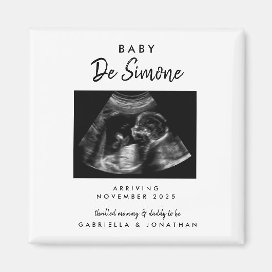 Aimant Annonce de grossesse par photo de sonogramme et ty (Devant)