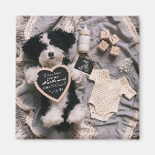 Aimant Annonce de grossesse Peluche de chiot mignon (Devant)