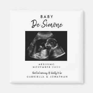 Aimant Annonce de grossesse simple typographie sonogramme