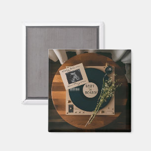 Aimant Annonce de grossesse sur tourne-disque vinyle rétr