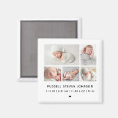 Aimant Annonce de naissance moderne avec 5 photos sur une (Recto/Verso)