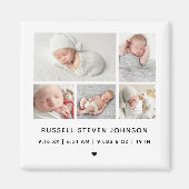 Aimant Annonce de naissance moderne avec 5 photos sur une (Devant)