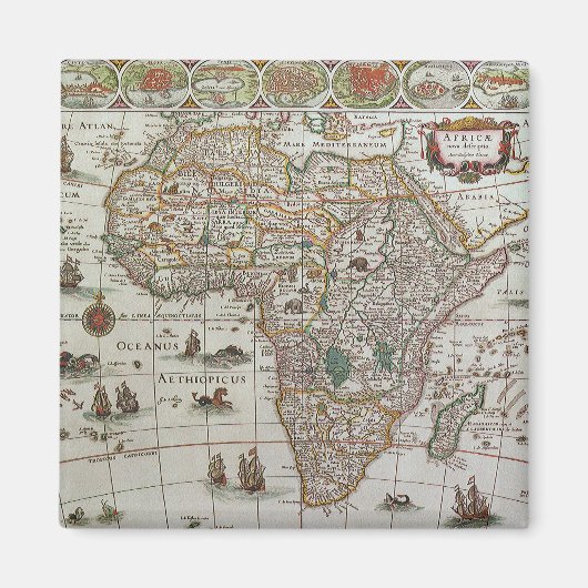 Aimant Antique carte du Vieux Monde de l'Afrique, c. 1 63 (Devant)