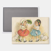 Aimant Antique Enfants Rabat Art de Pâques (Recto/Verso)