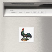 Aimant Antique Green Feathers Rooster (In Situ (Lave-vaisselle))