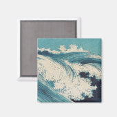 Aimant Antique Japonais Bleu Vagues Océan Imprimer (Recto/Verso)