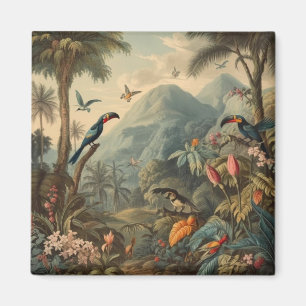 Aimant Antique Jungle Canopée & Oiseaux Exotiques