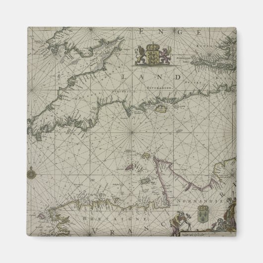 Aimant Antique Map of Channel, 1666 (Devant)