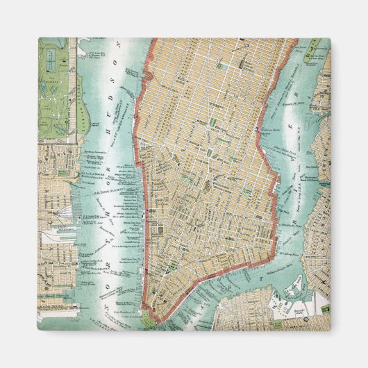 Aimant Antique Map of Lower Manhattan and Central Park (Devant)