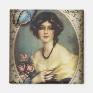 Aimant Antique papillon Floral parisien fille victorienne