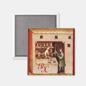 Aimant ANTIQUE PHARMACIE, Pharmacie, Monogramme (Recto/Verso)