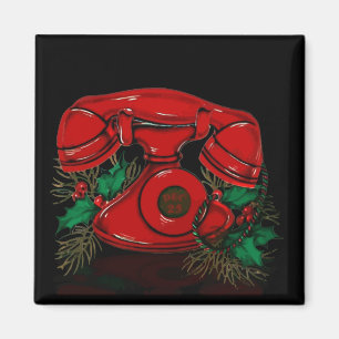 Aimant Antique Rouge Téléphone de Noël