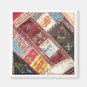 Aimant Antique, Victorian-Era Crazy Quilt Carré (Devant)