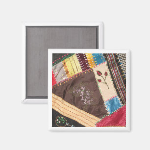 Aimant Antique, Victorian-Era Crazy Quilt Carré