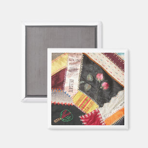 Aimant Antique, Victorian-Era Crazy Quilt Carré
