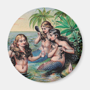 Aimant Antique Victoriens Sirènes Trésor Navire Vintage