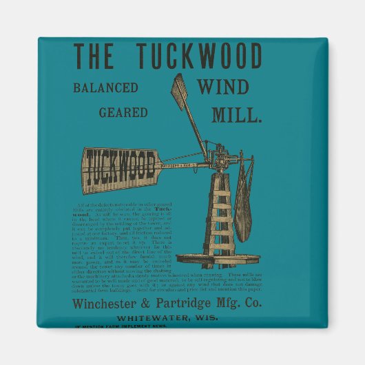 Aimant Antique Wind Mill The Tuckwood Whitewater Wis 1889 (Devant)