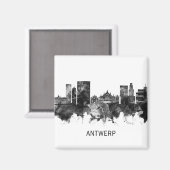 Aimant Anvers Belgique Skyline BW (Recto/Verso)