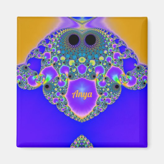 Aimant ANYA ~ Motif Abstrait ~ bleu violet jaune ~ (Devant)