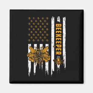 Aimant Apiculture Drapeau Américain Nid d'Abeille Miel Ab