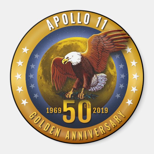 Aimant Apollo 11 50th Anniversary Golden Eagle and Moon. (Devant)