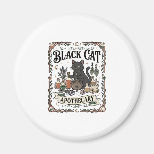 Aimant Apothicaire Chat Noir Chat Sorcière Mystique Apoth (Devant)