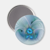 Aimant Applaudissements debout, fractale bleue turquoise (Recto/Verso)