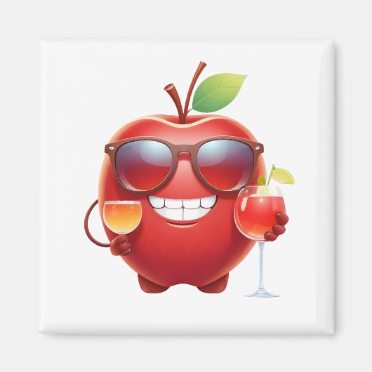 Aimant Apple Fun Vacances joyeuses Tropical Drink Party (Devant)