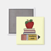 Aimant Apple Teachers Rock Tshirts et cadeaux (Recto/Verso)