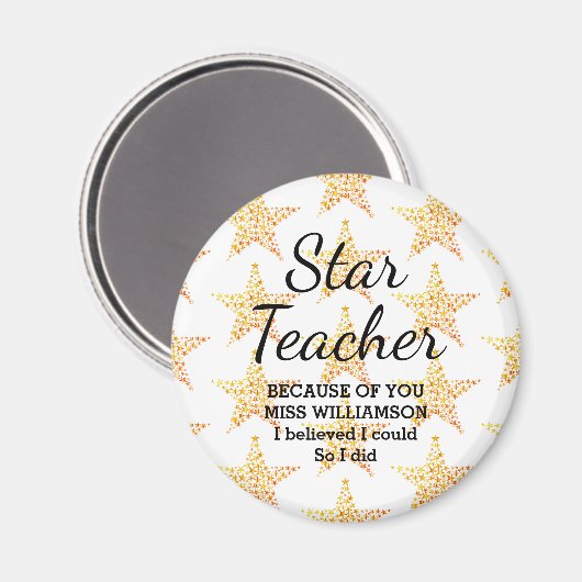 Aimant APPRÉCIATION DE L'ENSEIGNANT STAR Je Pouvais Perso (Recto/Verso)