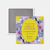 Aimant APPRÉCIATION PASTEUR SERVANT Jaune Floral (Recto/Verso)