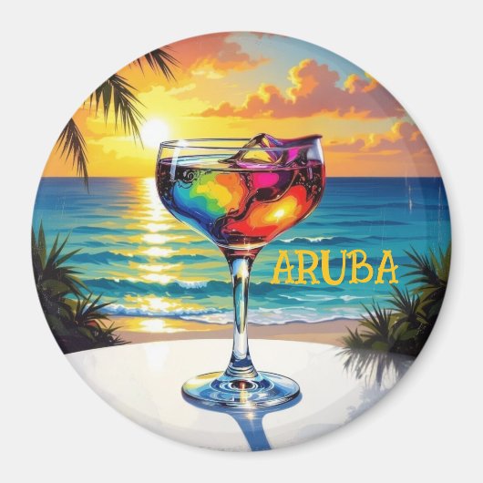 Aimant Après-midi décontracté à Aruba (Devant)
