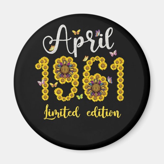 Aimant April 1961 61 Year Old Sunflower 61th Birthday (Devant)
