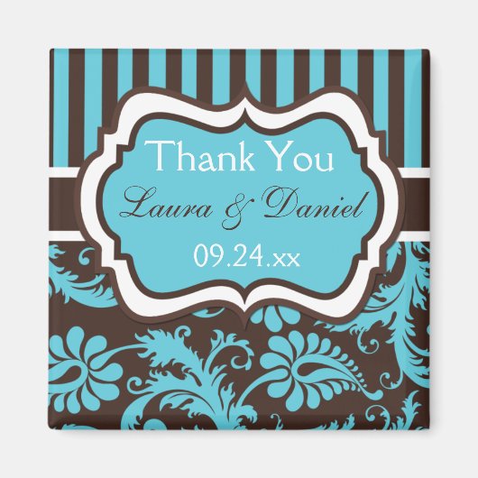 Aimant Aqua, Blanc, Brown Mariage damassé Favoriser l'aim (Devant)