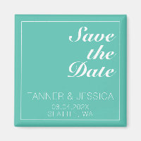 Aqua & Blanc Minimaliste Moderne Sauvez La Date